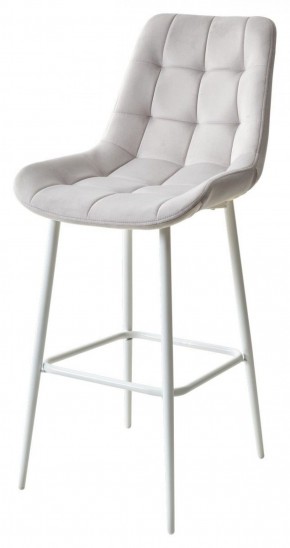 Барный стул ХОФМАН, цвет H-09 Светло-серый, велюр / белый каркас М-City в Когалыме - kogalym.ok-mebel.com | фото