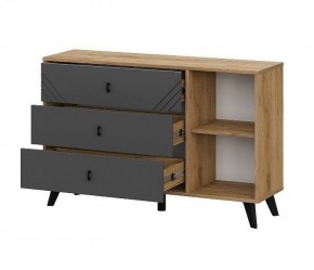 БАЙКАЛ Комод 3 ящика (со створкой) Графит/Дуб золотой в Когалыме - kogalym.ok-mebel.com | фото 4