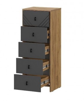 БАЙКАЛ Комод (5 ящиков) Графит/Дуб золотой в Когалыме - kogalym.ok-mebel.com | фото 2