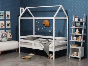 Детская кровать-домик из массива березы Соня-6 (800*1600) Белый/Лак в Когалыме - kogalym.ok-mebel.com | фото