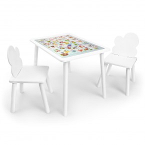 Детский комплект стол и два стула Облачко Rolti Baby с накладкой Алфавит (белая столешница/белое сиденье/белые ножки) в Когалыме - kogalym.ok-mebel.com | фото
