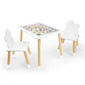 Детский комплект стол и два стула Облачко Rolti Baby с накладкой Алфавит (белая столешница/белое сиденье/береза ножки) в Когалыме - kogalym.ok-mebel.com | фото