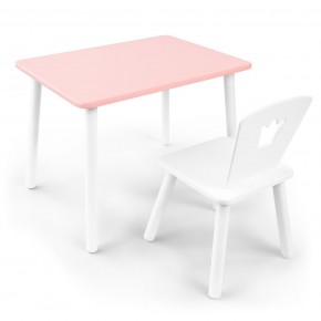 Детский комплект стол и стул «Корона» Rolti Baby (розовый/белый, массив березы/мдф) в Когалыме - kogalym.ok-mebel.com | фото