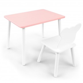 Детский комплект стол и стул «Мишка» Rolti Baby (розовый/белый, массив березы/мдф) в Когалыме - kogalym.ok-mebel.com | фото