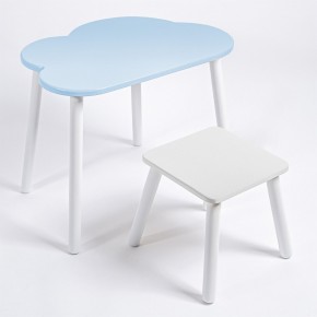 Детский комплект стол ОБЛАЧКО  и табурет Rolti Baby (голубая столешница/белое сиденье/белые ножки) в Когалыме - kogalym.ok-mebel.com | фото