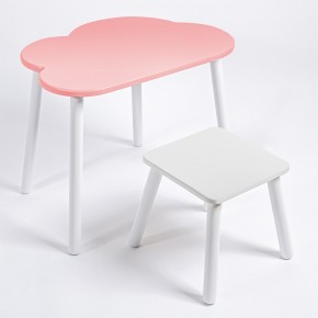 Детский комплект стол ОБЛАЧКО  и табурет Rolti Baby (розовая столешница/белое сиденье/белые ножки) в Когалыме - kogalym.ok-mebel.com | фото
