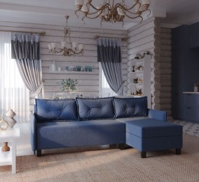 Диван-кровать угловой Киркас синий, ткань рогожка в Когалыме - kogalym.ok-mebel.com | фото 2