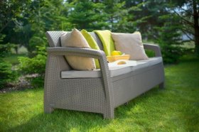 Диван пластиковый Корфу Макс (Corfu love seat max) капучино - песок в Когалыме - kogalym.ok-mebel.com | фото 3