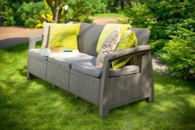 Диван пластиковый Корфу Макс (Corfu love seat max) капучино - песок в Когалыме - kogalym.ok-mebel.com | фото 4