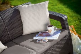 Диван пластиковый Корфу Макс (Corfu love seat max) коричневый в Когалыме - kogalym.ok-mebel.com | фото 3