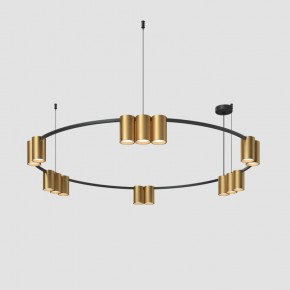 DK4067-BK+SG Подвесной светильник ORBIT, IP20, 15xGU10 LED, до 15 Вт, черный + сатинированное золото, алюминий в Когалыме - kogalym.ok-mebel.com | фото