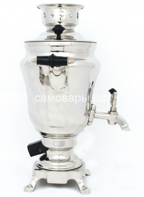 Электрический самовар из латуни никелированный на 1,5 литра форма "Тюльпан" с защитой от выкипания в Когалыме - kogalym.ok-mebel.com | фото 3
