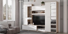 Гостиная Флай (ЦС-01/ШК-04) дуб сонома/белый в Когалыме - kogalym.ok-mebel.com | фото