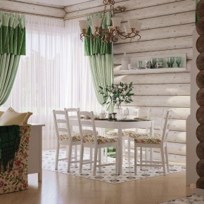 Комлект Вествик обеденный стол и четыре стула, массив сосны, цвет белый в Когалыме - kogalym.ok-mebel.com | фото 1