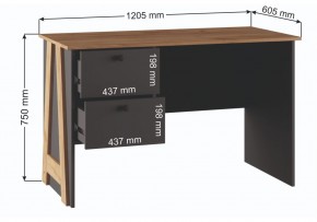 Компьютерный стол Теодора графит / крафт золотой в Когалыме - kogalym.ok-mebel.com | фото 3