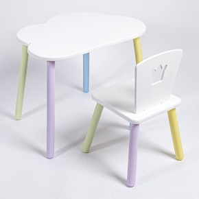 Комплект детский стол ОБЛАЧКО и стул КОРОНА ROLTI Baby (белая столешница/белое сиденье/цветные ножки) в Когалыме - kogalym.ok-mebel.com | фото