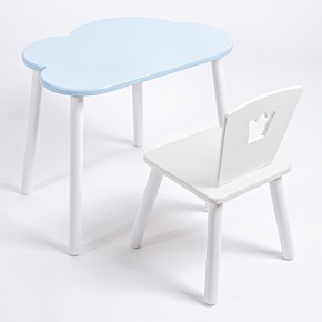 Комплект детский стол ОБЛАЧКО и стул КОРОНА ROLTI Baby (голубая  столешница/белое сиденье/белые ножки) в Когалыме - kogalym.ok-mebel.com | фото 1