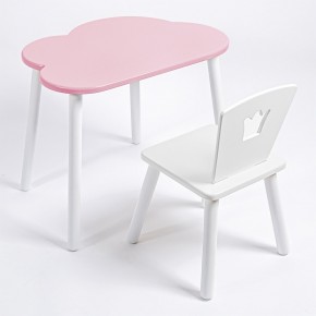 Комплект детский стол ОБЛАЧКО и стул КОРОНА ROLTI Baby (розовая столешница/белое сиденье/белые ножки) в Когалыме - kogalym.ok-mebel.com | фото