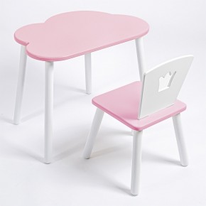 Комплект детский стол ОБЛАЧКО и стул КОРОНА ROLTI Baby (розовая столешница/розовое сиденье/белые ножки) в Когалыме - kogalym.ok-mebel.com | фото