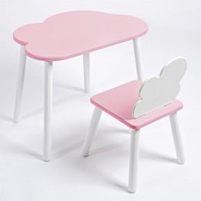 Комплект детский стол ОБЛАЧКО и стул ОБЛАЧКО ROLTI Baby (розовая столешница/розовое сиденье/белые ножки) в Когалыме - kogalym.ok-mebel.com | фото