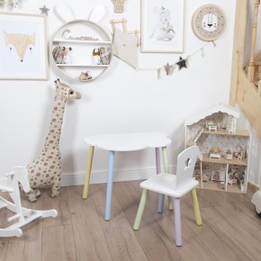 Комплект детский стол ОБЛАЧКО и стул ЗВЕЗДА ROLTI Baby (белая столешница/белое сиденье/цветные ножки) в Когалыме - kogalym.ok-mebel.com | фото 1