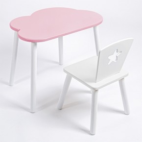 Комплект детский стол ОБЛАЧКО и стул ЗВЕЗДА ROLTI Baby (розовая столешница/белое сиденье/белые ножки) в Когалыме - kogalym.ok-mebel.com | фото