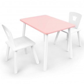 Комплект детской мебели стол и два стула Корона  (Розовый/Белый/Белый) в Когалыме - kogalym.ok-mebel.com | фото