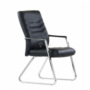 Кресло Barneo K-25 для посетителей и переговорных (хром, черная экокожа) в Когалыме - kogalym.ok-mebel.com | фото