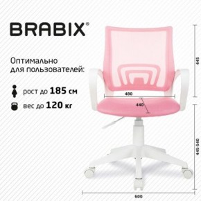 Кресло BRABIX "Fly MG-396W", с подлокотниками, пластик белый, сетка, розовое, 533008 в Когалыме - kogalym.ok-mebel.com | фото 5