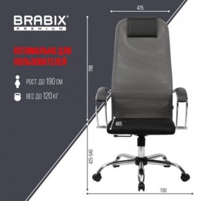 Кресло офисное BRABIX PREMIUM "Ultimate EX-800" хром, плотная двойная сетка Х2, черное/серое, 532912 в Когалыме - kogalym.ok-mebel.com | фото 3