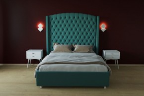 Кровать Берлин ЛЮКС с ПМ 900 (велюр бирюзовый) в Когалыме - kogalym.ok-mebel.com | фото 2