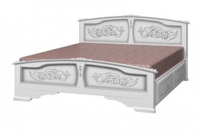 ЕЛЕНА Кровать из массива 1600 (Белый жемчуг) с 2-мя ящиками в Когалыме - kogalym.ok-mebel.com | фото