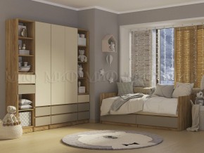 ЧЕЛСИ Color Кровать с ящиками 800 с настилом ЛДСП (Слоновая кость/Глиняный серый/Дуб крафт) в Когалыме - kogalym.ok-mebel.com | фото 2