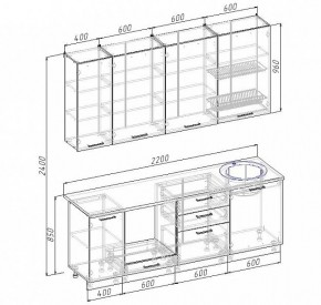 Кухонный гарнитур Антрацит 2200 (Стол. 26мм) в Когалыме - kogalym.ok-mebel.com | фото 3