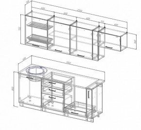 Кухонный гарнитур Антрацит 2550 (Стол. 26мм) в Когалыме - kogalym.ok-mebel.com | фото 2