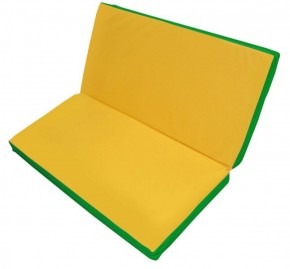 Мат гимнастический 1х1х0,08м складной цв. зеленый-желтый в Когалыме - kogalym.ok-mebel.com | фото