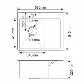 Мойка HD5851L MELANA ProfLine 3,0/200 САТИН врезная прямоугольная с коландером HD5851L в Когалыме - kogalym.ok-mebel.com | фото 2