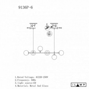 Подвесная люстра iLamp Golden 9136P/6 BK-WH в Когалыме - kogalym.ok-mebel.com | фото 3