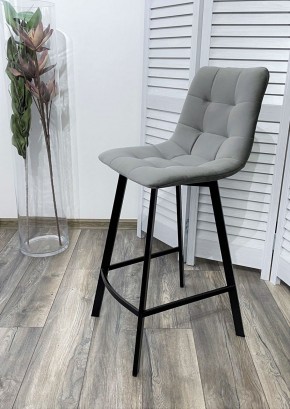 Полубарный стул CHILLI-QB SQUARE светло-серый #26, велюр / черный каркас (H=66cm) М-City в Когалыме - kogalym.ok-mebel.com | фото 2