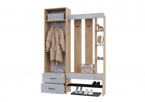 Прихожая Домино (Крафт золотой/Бетон) в Когалыме - kogalym.ok-mebel.com | фото 2