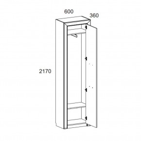 Шкаф 1DW, OLIVIA, цвет вудлайн крем/дуб анкона в Когалыме - kogalym.ok-mebel.com | фото 2