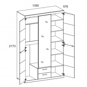 Шкаф 3D2S Z OSKAR , цвет дуб Санремо в Когалыме - kogalym.ok-mebel.com | фото 3