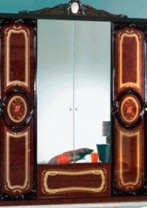Шкаф 4-х дверный с зеркалами (01.144) Роза (могано) в Когалыме - kogalym.ok-mebel.com | фото