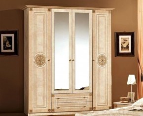 Шкаф 4-х дверный с зеркалами (02.144) Рома (беж) в Когалыме - kogalym.ok-mebel.com | фото
