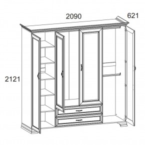 Шкаф 4D2S Z, TIFFANY, цвет вудлайн кремовый в Когалыме - kogalym.ok-mebel.com | фото