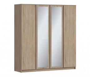 Шкаф 4х дверный с зеркалами Веста СБ-3082 (Дуб Сонома) в Когалыме - kogalym.ok-mebel.com | фото