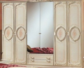 Шкаф 6-и дверный с зеркалами (01.146) Роза (беж) в Когалыме - kogalym.ok-mebel.com | фото