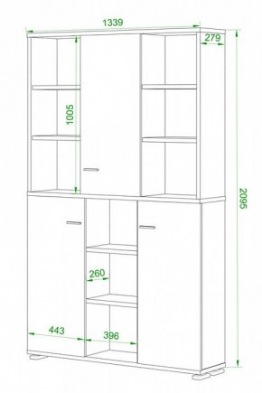 Шкаф книжный Домино ПУ-40-3 в Когалыме - kogalym.ok-mebel.com | фото 2