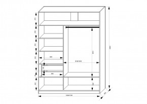 Шкаф-купе 1500 серии NEW CLASSIC K2+K2+B2+PL2(2 ящика+1 штанга+1 полка) профиль «Капучино» в Когалыме - kogalym.ok-mebel.com | фото 3