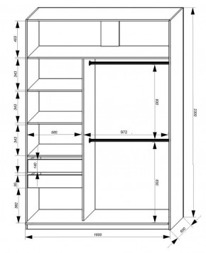 Шкаф-купе 1600 серии SOFT D8+D2+B2+PL4 (2 ящика+F обр.штанга) профиль «Графит» в Когалыме - kogalym.ok-mebel.com | фото 2